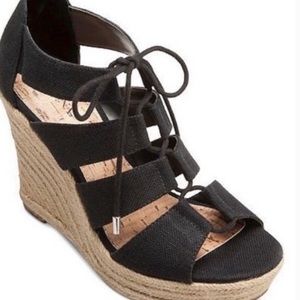 Black Merona Lace Up Wedges
